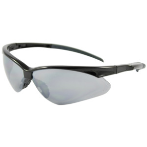 Bouton Optical 250-28-0006 Adversary Safety Glasses, Semi-Rimless, BK/SL Mirror Lens, Anti-Scratch