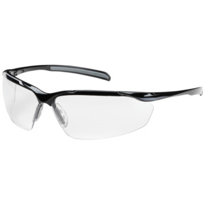 Bouton Optical 250-33-0020 Commander Safety Glasses, Semi-Rimless, Gloss BK/CL Lens, Anti-Scratch/Fog