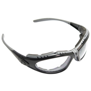 Bouton Optical 250-50-0420 Fuselage Safety Glasses, Full Frm, BK/Clr Lens, Foam, Anti-Scratch/Fog