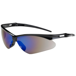 Bouton Optical 250-AN-10115 Anser Safety Glasses, Semi-Rimless, BK/BL Mirror Lens, Anti-Scratch
