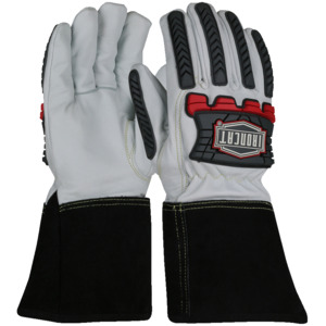 Ironcat 6244/S Gloves, Small, Goatskin Leather, Premium, TPR Extended Gauntlet Cuff, Natural