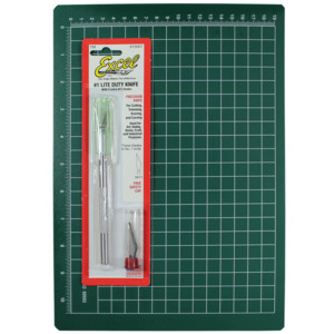 Excel Blades 90001 Precision Cutting Mat Kit, 1" Grid, K1 Knife, #11 Blades