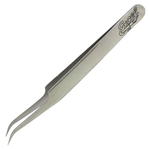 Excel Blades 30417 Tweezers, Slant Point, Fine, Curved, Stainless Steel