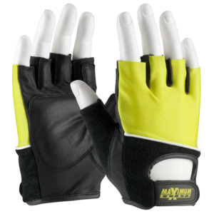 Maximum Safety 122-AV70/L Glove, Lifting, Leather Palm, Reinforced Pad Insert, Hi-Vis Yellow, Large