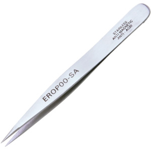 Weller-Erem EROPOOSA Tweezers, Straight, Medium Point, Fine Wire, Stainless Steel, 4.3"