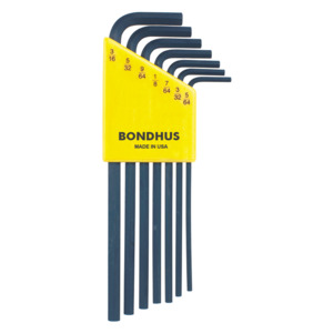 Bondhus 12145 Bondhus L-Wrench Hex Key Set Long Length 5/64"-3/16" 7 Pc