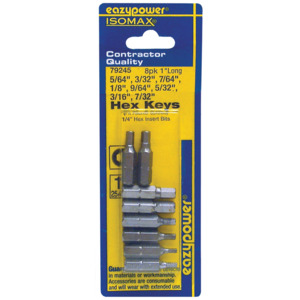 Eazypower 79245 8-Pc Contractor Quality Hex Bit Set 1" Long