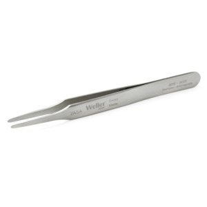 Weller-Erem 2ASA Tweezers, Style 2As, Round, Large, Flat, Broad, Straight, Stainless Steel, 4.724"