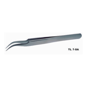 Lindstrom 7-SA Tweezers, Curved, Very Fine Tips, Anti-Magnetic, 4.5" OAL, Stainless Steel