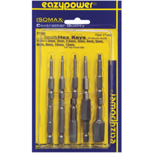 Eazypower 77100 2" Long 10-Piece Security Hex Bit Set 1.5-12mm
