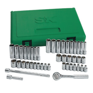 SK Hand Tools 91848 48 Piece 1/4" Drive 6 Point Standard and Deep Fractional and Metric Socket Set with Universal Joint