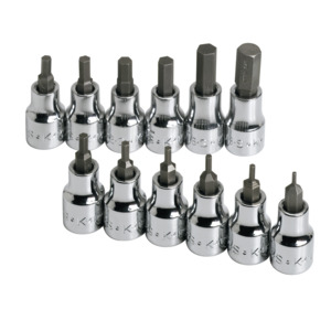 SK Hand Tools 19722 12 Piece 3/8" Drive Fractional Hex Bit Socket Set