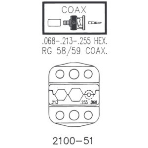Sargent Tools 2100-51 RG-58/59/62 Die only (PVC) .68", .213", .255"