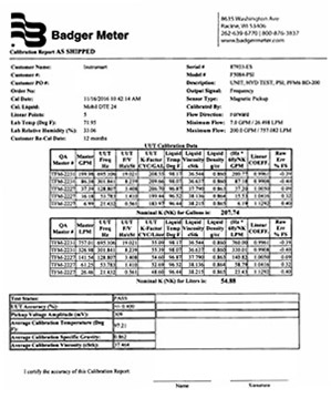 Flo-tech Calibration Certificate