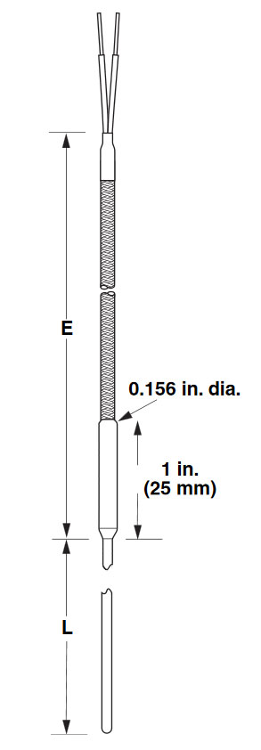 Watlow AQ Style Mineral Insulated Miniature Transitions Thermocouple